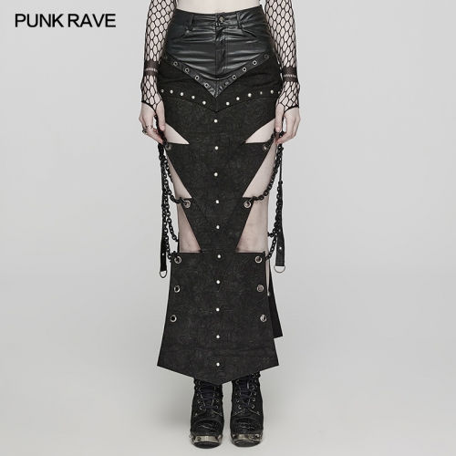 Punk Rave WQ-695BQF Attractive Thick Plastic Chain Semi-Circular Studs Punk Triangular Pieces Hollow Chain Skirt