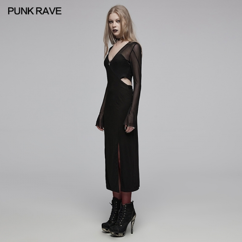 Punk Rave OPQ-1445LQF Comfortable And Tight Elastic Impact Fabric V-Neck Wrap Dress Design Minimalist Color Contrast Dress