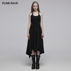 Punk Rave OPQ-185LQF Asymmetric Pointed Hem And Multiple Hanging Straps Irregular Patchwork Slip Long Dress