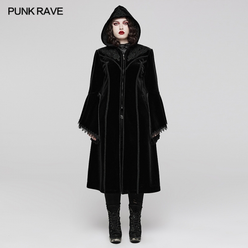 Punk Rave DY-1510LCF Adjustable Drawing Hat With Exquisite Mesh Lining Gorgeous Velvet Goth Coat