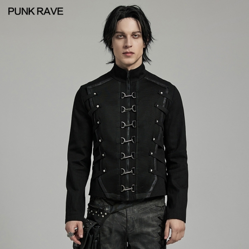 Punk Rave WY-1615XCM Decorative Loop Twill Weaving And Thick Mesh Punk Heavy Industry Layered Cool Coat
