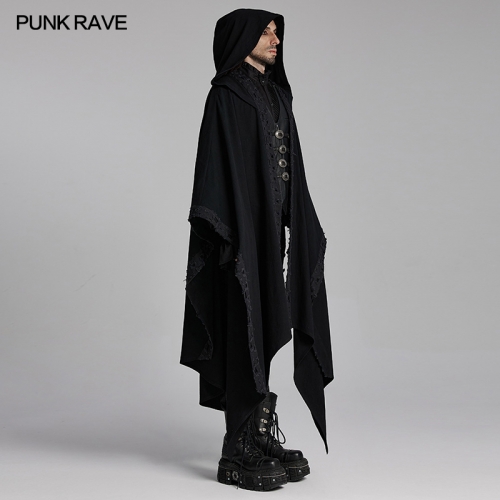 Simple And Loose Hooded Style High-Low Pointed Hem Decadent Dark Mage Robe