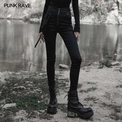 Punk Rave Wholesale Trousers Cross Strap Hexagonal Eyelets Modify Belly Meat Diablo Multiple-Wear Denim Trousers OPK-475NCF