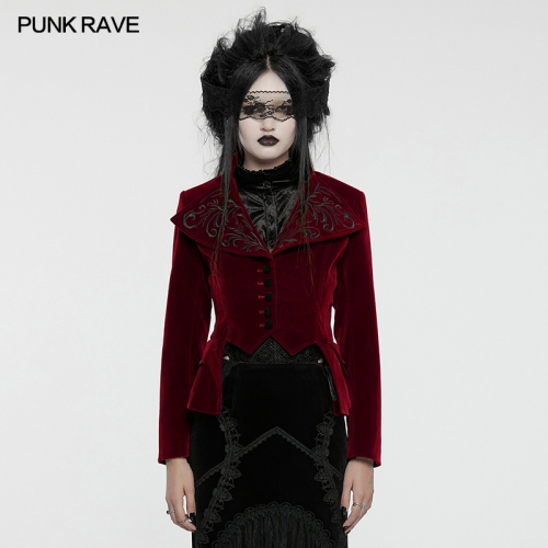 Drawstring Design Luxurious And Noble High-Quality Velvety Goth Exquisite Embroidered Coat