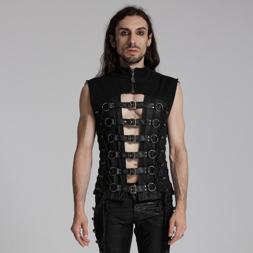 Personalized Half Cut Hollow Design Punk Personality Power Sense Vest