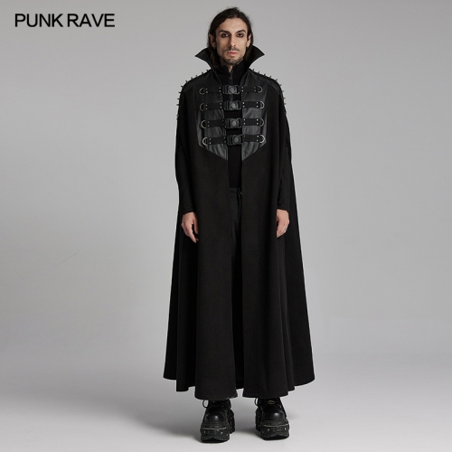 Punk Rave WY-1680DPM Hardcore Large Hem Silhouette Punk Stand Collar Handsome Cape