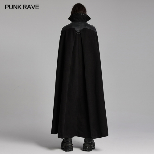 Punk Rave WY-1680DPM Hardcore Large Hem Silhouette Punk Stand Collar Handsome Cape