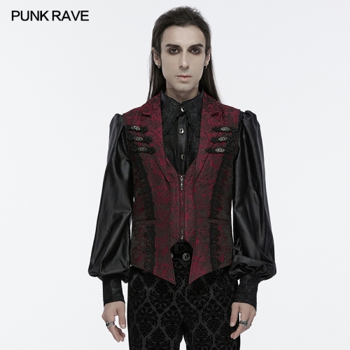 Punk Rave WY-1677MJM Buckle Decorations Flip Collar Exquisite Gothic Rose Gorgeous Vest