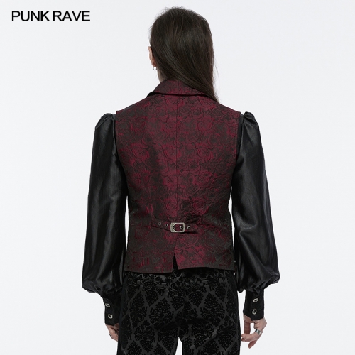 Punk Rave WY-1677MJM Buckle Decorations Flip Collar Exquisite Gothic Rose Gorgeous Vest