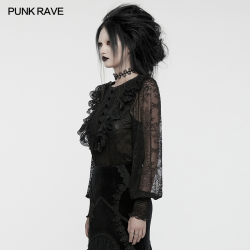 Punk Rave WT-926TCF Loose And Comfortable Lantern Sleeve Goth Lace Shirt