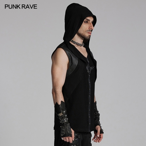 Punk Rave WT-936BXM Hooded Wide Shoulder Design Punk Decadent Vest
