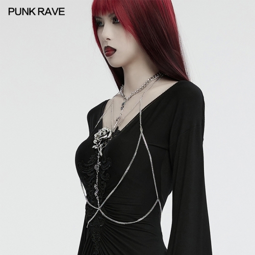 Punk Rave WS-725LHF Elegant Soft And Powerful Luxurious And Romantic Gothic Rose Necklace