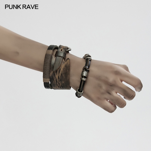 Punk Rave WS-714SSF Nostalgic And Retro Vibe Punk Vintage Bracelet Set
