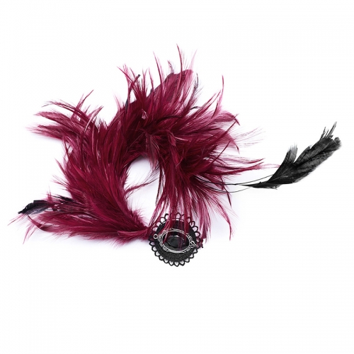 Punk Rave WS-683LHF Black Crystal Pendant Resembling Goth Feather Headwear