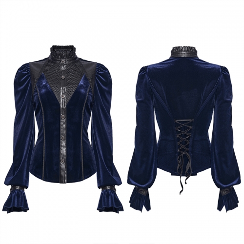 Punk Rave WY-1819CCF Stretch Velvet And Leather-Like Texture Fabric Goth Gorgeous Visual Shirt