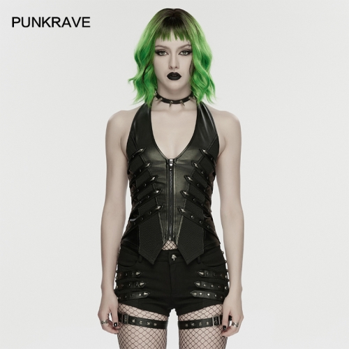 Punk Rave WY-1896MJF Sexy Halter Neck Design Punk Halter Neck Vest