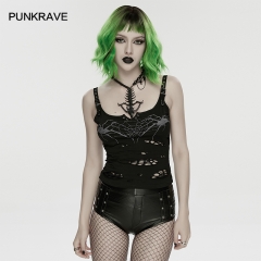 Punk Rave WT-1068BXF Mysterious Dark Totem Punk Printed Tattered Vest