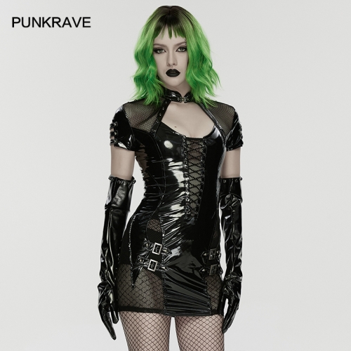 Punk Rave WS-904SSF Avant-Garde Feel With Metals Punk Patent Leather Gloves