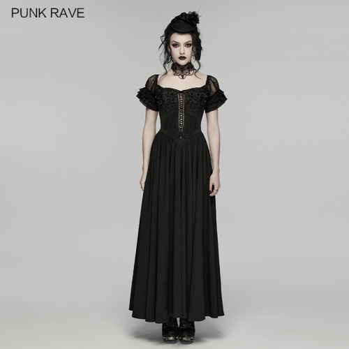 Punk Rave WQ-949LQF Lace On The Sleeves With Short Pleats Goth Gorgeous Dress