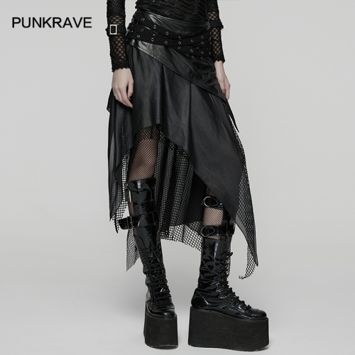 Punk Rave WQ-903BQF Classic Irregularly Tailored Wasteland Punk Skirt