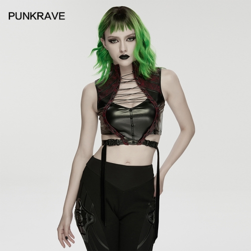 Punk Rave WT-1092BXF Aesthetics And Practicality Personalized Drawstring Design Cyberpunk Top