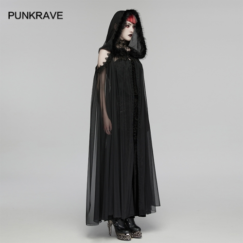 Punk Rave WY-1838DPF Hooded Design With Off-Shoulder Cut Gothic Perspective Magic Cloak