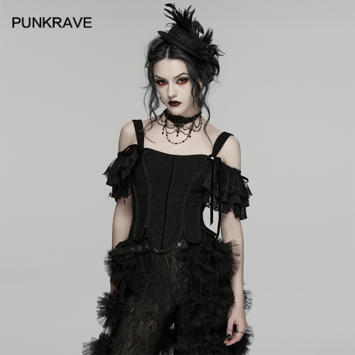 Punk Rave WY-1898SYF High-Quality Cotton Jacquard Fabric Three-Layer Sleeves Forest Gothic Two-Piece Shapewear