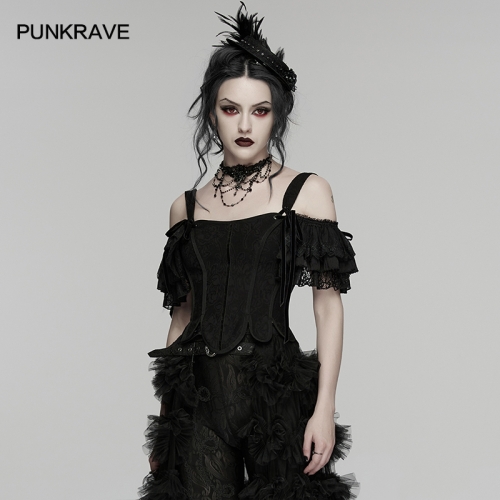 Punk Rave WY-1898SYF High-Quality Cotton Jacquard Fabric Three-Layer Sleeves Forest Gothic Two-Piece Shapewear