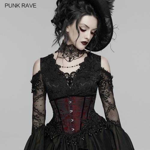 Punk Rave WS-878YDF High-Quality Jacquard Texture Fabric Goth Rose Corset