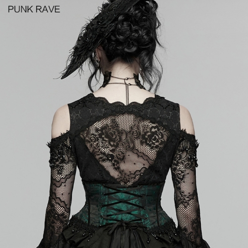 Punk Rave WS-878YDF High-Quality Jacquard Texture Fabric Goth Rose Corset