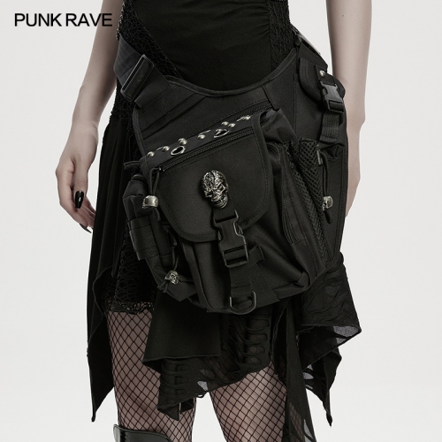 Punk Rave WS-869BB Punk Techwear Stylish Skulls Functional Waist-Leg Bag