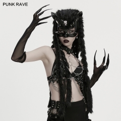 Punk Rave WS-842SSF Detachable Fluffy Cuffs Fluffy Goth Gloves