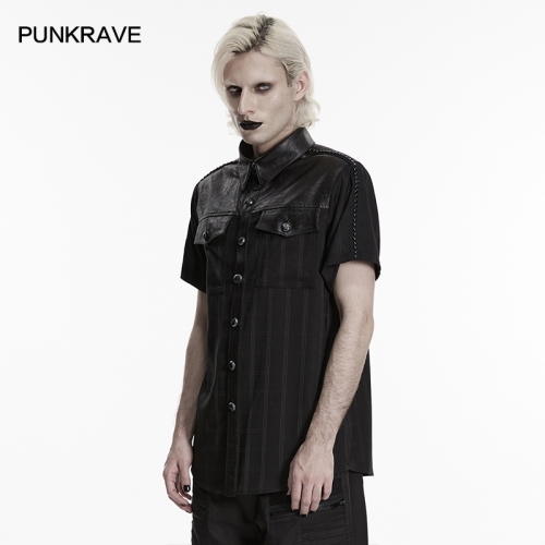 Punk Rave WY-1957CDM Symmetrical Patch Pockets Punk Plaid Shirt