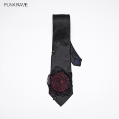 Punk Rave WS-929LHM Exquisite Dark Jacquard Retro Grass Pattern Goth Rose Tie