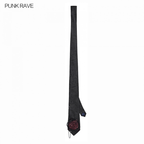 Punk Rave WS-929LHM Exquisite Dark Jacquard Retro Grass Pattern Goth Rose Tie