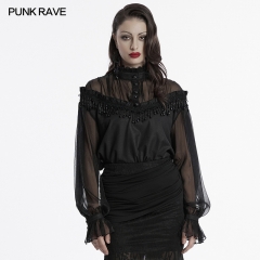 Punk Rave OY-1748CCF Loose Fit Sexy Off-Shoulder Design Goth Pullover Shirt