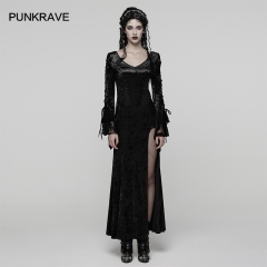 Punk Rave WQ-894LQF High-Quality Diamond Velvet And Lace Gorgeous Goth Dress