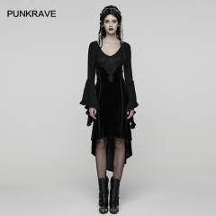 Punk Rave WQ-889LQF Stretch Velvet Gorgeous Ruffled Sleeves Goth Velvet Dress