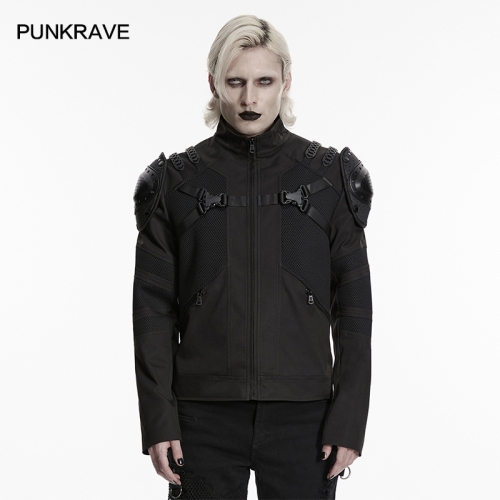 Punk Rave WY-1965XDM Woven Fabric And Honeycomb Mesh Punk Functional Future Armor Coat
