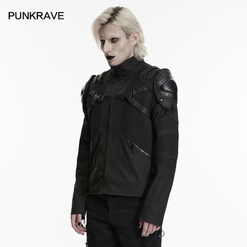 Punk Rave WY-1965XDM Woven Fabric And Honeycomb Mesh Punk Functional Future Armor Coat