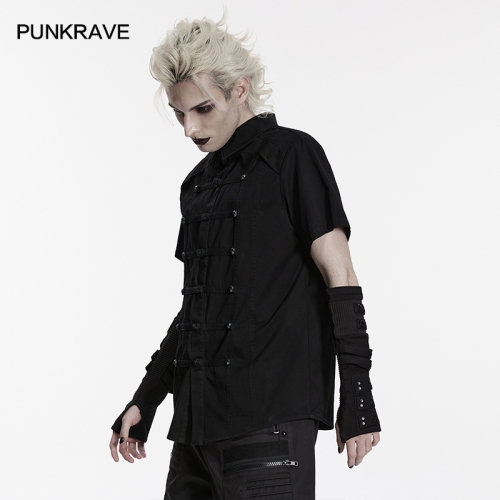 Punk Rave WY-1950CDM Chinese Style Double Breasted Layout Punk Frog Button Shirt