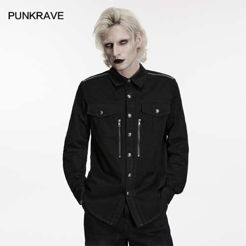 Punk Rave WY-1945CCM Symmetrical Patch Pockets Handsome Punk Shirt