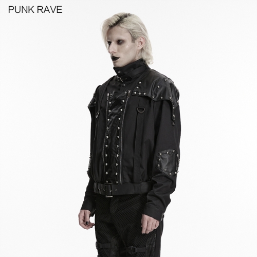 Punk Rave WY-665XDM Stand Collar And Short Silhouette Punk Military Style Short Jacket