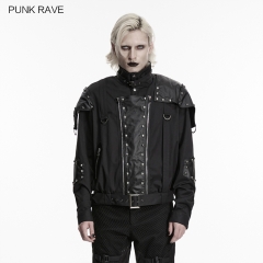 Punk Rave WY-665XDM Stand Collar And Short Silhouette Punk Military Style Short Jacket