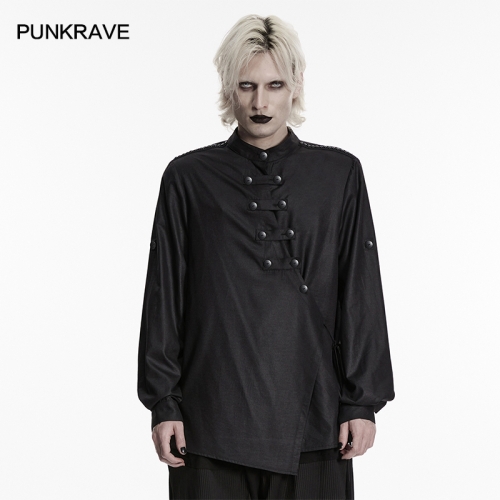 Punk Rave WY-1953CCM Non-Elastic Calendered Woven Fabric Dark Punk Shirt