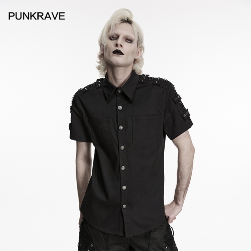 Punk Rave WY-1948CDM Classic Shirt Type Washed Suede Fabric Hardcore Punk Shirt