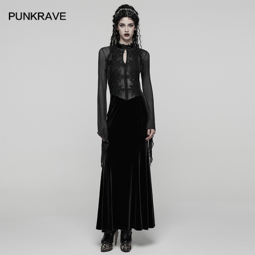 Punk Rave WQ-874LQF Ruffled Neckline Irregular Cuffs Goth Vintage Dress