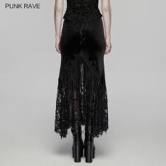 Punk Rave WQ-833BQF Elegant Fishtail Shape Goth Velvet Lace Fishtail Skirt