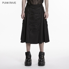 Punk Rave WQ-979BQM Bright Webbing Loose And Draping Cyberpunk Skirt