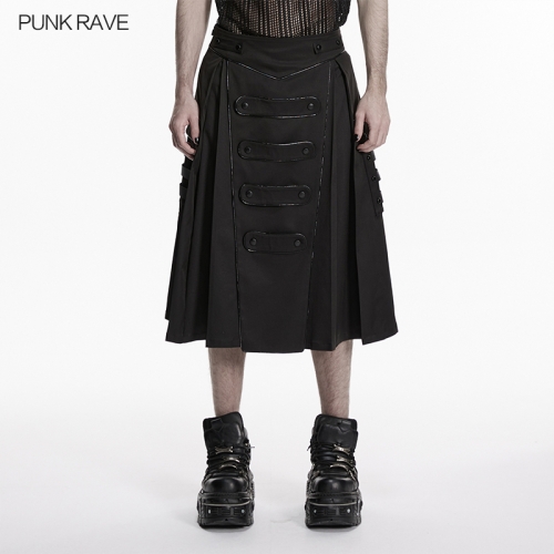 Punk Rave WQ-979BQM Bright Webbing Loose And Draping Cyberpunk Skirt